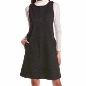 J. McLaughlin Dinah Shift Dress XL Black Off-White Faux Leather Trim Tweed NWOT